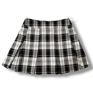 Jolt Black and White Skater Mini Skirt with Pleats